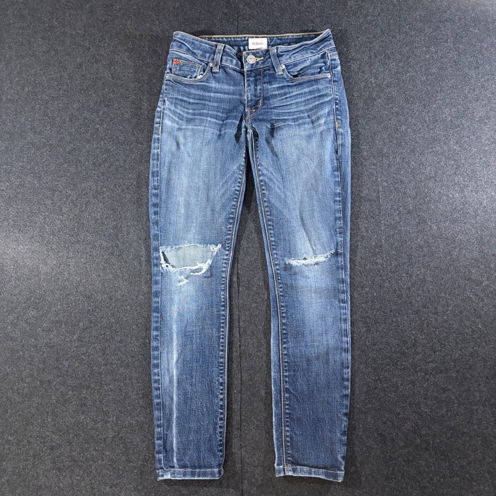 Hudson Jeans Skinny Women 24 Blue Distressed Ripped Denim Indie Sleaze Grunge